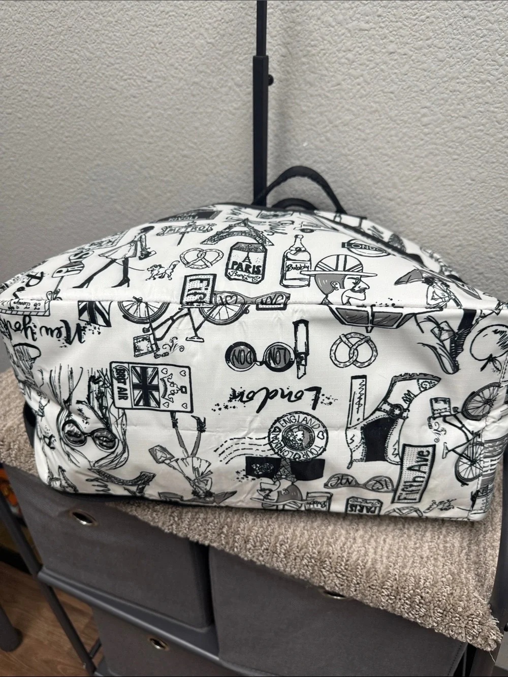 Brighton Black & White Jetsetter Travel Satchel with Paris & London Print